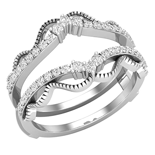 Dazzlingrock Collection 0.33 Carat (ctw) Round White Diamond Double Chevron Enhancer Guard Wedding Ring for Women in 925 Sterling Silver