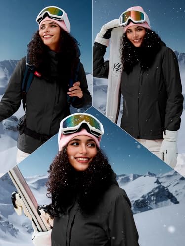 Free Soldier Giacca Impermeabile Da Ski/Neve Donna, Foderata In Pile, Calda Per L'inverno Con Cappuccio E Cuciture Completamente Sigillate Nero, M - 2