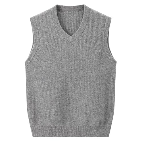 Chaleco de cachemira 100% para hombre suéter de punto con cuello en v elegante