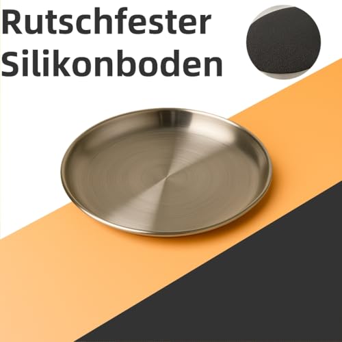 2er Set Katzennäpfe aus Edelstahl 17cm – Flach & Schnurrhaarfreundlich, rutschfeste Katzenschüssel Set, Fressnapf & Wassernapf Katze, Spülmaschinenfest, Bruchsicher & Hygienisch