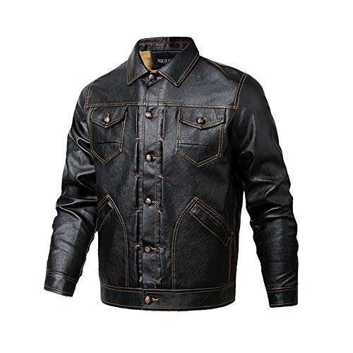 Vestes Manteau Homme Hiver BaronHong Faux Cuir Casual Vintage PU