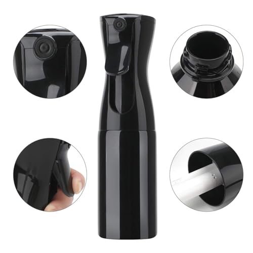 Image of Premium Continuous Mist Spray Bottle 300ml - Fine Mist Hair Spray Bottle, Leakproof & Refillable Water Sprayer for Hair Styling, Plants, Cleaning & Salon Use (Black)