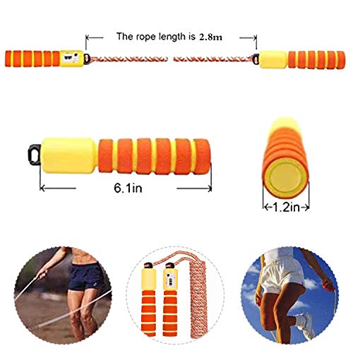 Foto von WELLXUNK® Springseile, Verstellbare Sprungseil, Jump Rope mit Schaumstoffgriff, Training Seilspringen, Sport Springseil, Seilspringen für Fitness & Training für Kinder und Erwachsene-2.8M (Rot)
