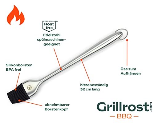 Grillpinsel Edelstahl mit Silikonborsten für BBQ und Küche
