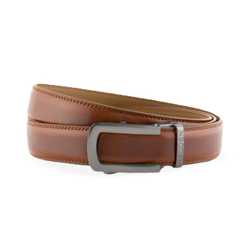 Image of HALDEN BURLEY Belts For Men Leather Original (Free Size Fits Up to 44 Inch Waist) Ratchet Straps, Unique Magnetic Auto-lock Buckle Formal Belts For Men