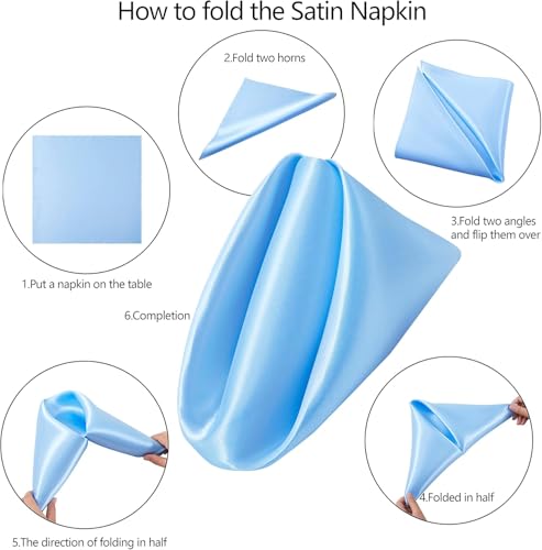 Pack de 50 Servilletas de Satén 12” x 12” Baby Blue miniatura 3