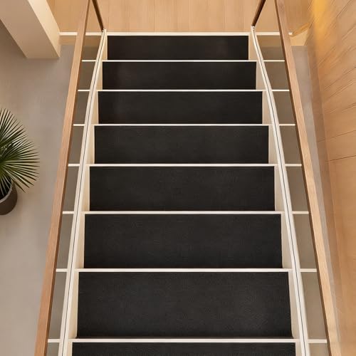 �K�i ����~�߃}�b�g �K�i�p�J�[�y�b�g 10���Z�b�g �J�b�g�\ 20cm×80cm �K�i���� �ؐ��K�i�p �����p ����~�߉��H �ė��p�\�Ȓ�ʔS���ܕt��(Black)