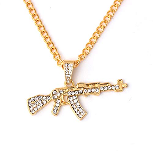 Halskette mit Pistolen-Anhänger mit Strass-Legierung, kreativer Hip-Hop-Schmuck für Partys und Hochzeiten Cover