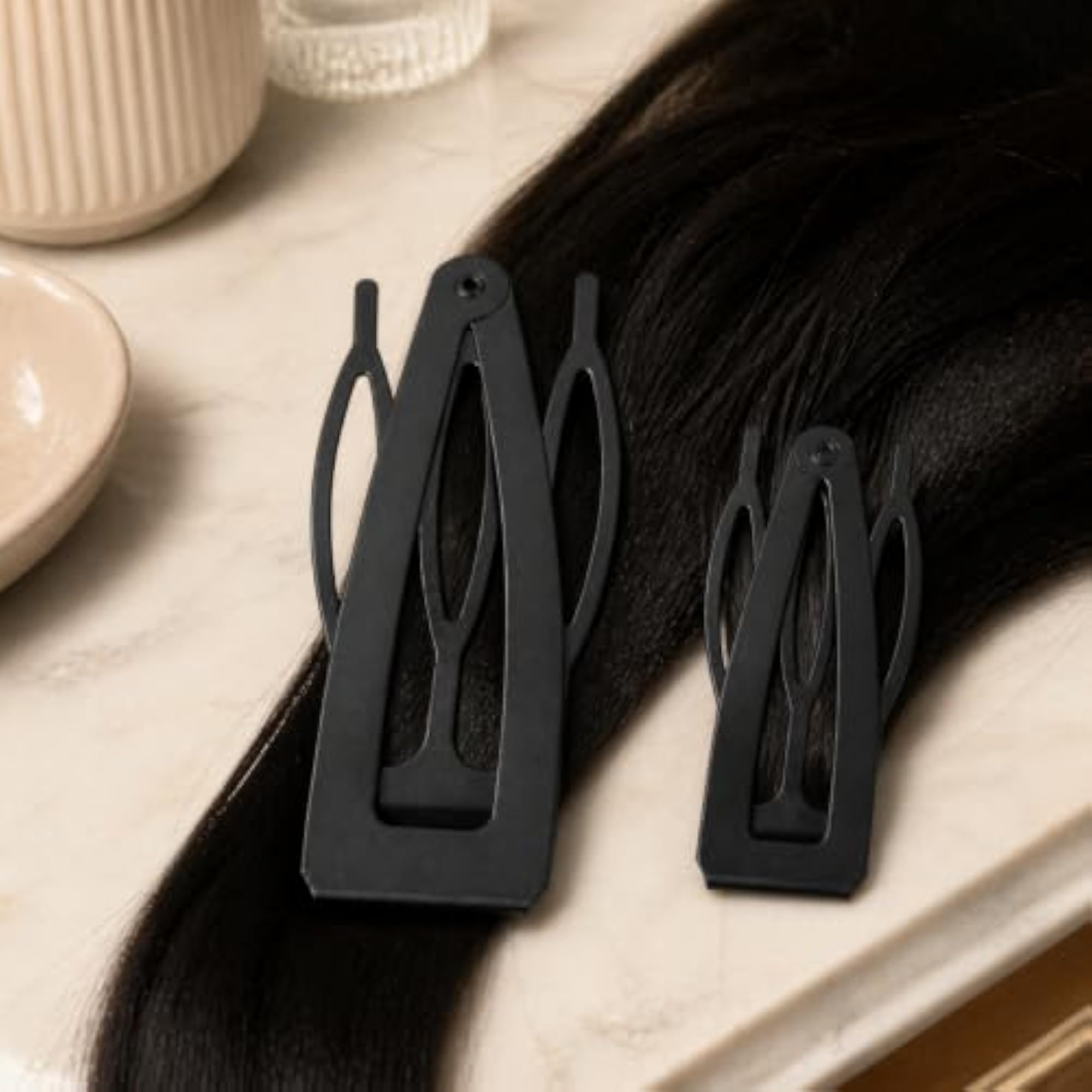 Matte Black No-Crease Hair Comb BB Clips Set for Bangs