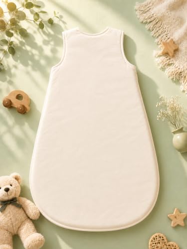 Image of TuddyBuddy Baby Cotton Wearable Quilted Sleeping Bag Blanket 1.5 Tog with 1 Way Zipper Closure | Ideal for Babies & Kids Hypoallergenic Fabrics | (Happy Crew - Beige, 6-12 Months)