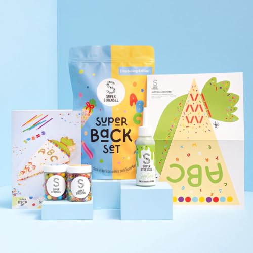 Super Streusel SuperBackSet Einschulung ABC Streusel Kuchendeko Schulanfang Einschulung Kita Abschluss Essbare Buchstaben für Torte