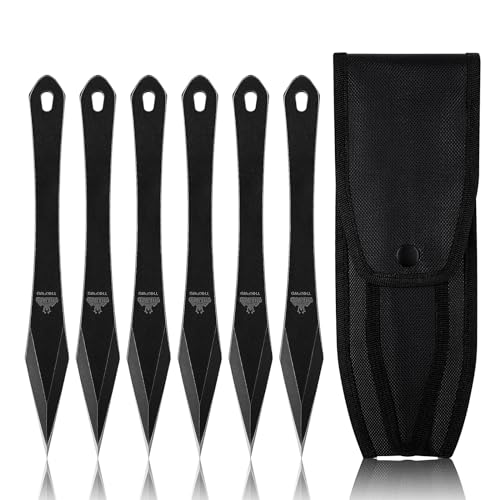 THKFWD Throwing Spikes Set 6-Pack,10' Length 0.275' Thick Full Tang Stainless Steel Design with Protective Nylon Sheaths for No Spin Throwing