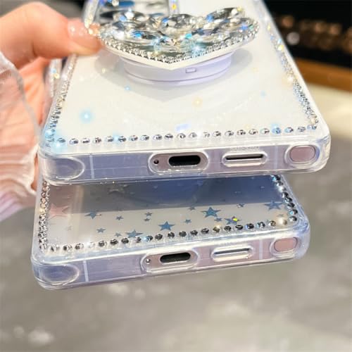 Coque Galaxy S25+ transparente à paillettes avec motif étoiles et amour chic - 5