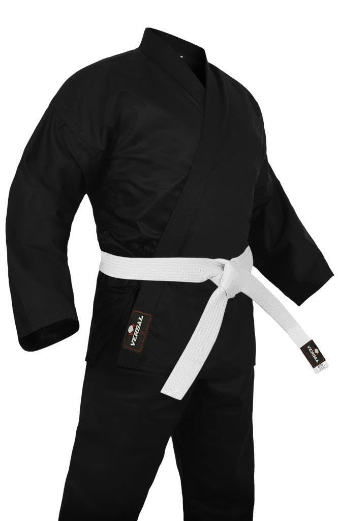 VERSAL Karate-Gi für Kinder/Erwachsene, Karate-Uniform, weiß, 227 g, leichtes Polycotton, Kampfsport, Training, Sparring, Taekwondo-Uniform mit Gürtel