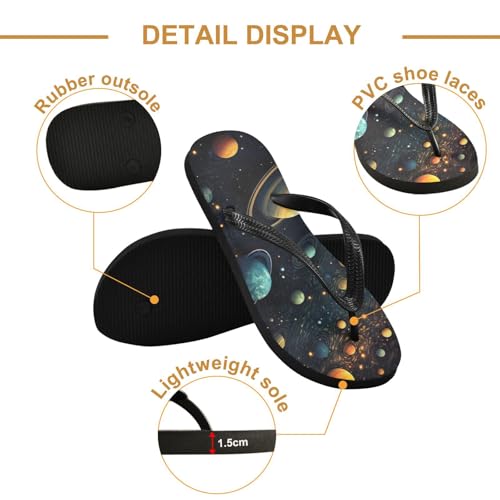 Space Planets Beach Summer Casual Flip Flop Sandals Non-Slip Quick Dry for Women Men 214B29002
