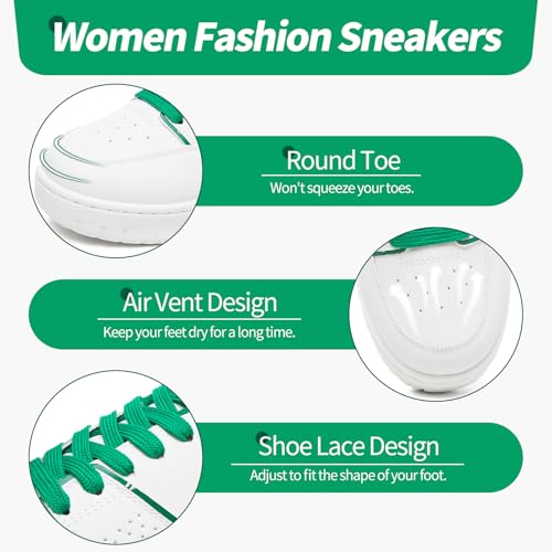 Eydram Womens Sneakers White Leather Tennis Shoes with Memory Foam Insole Low Top Platform Shoes for Women Lace Up Casual Sneakers4