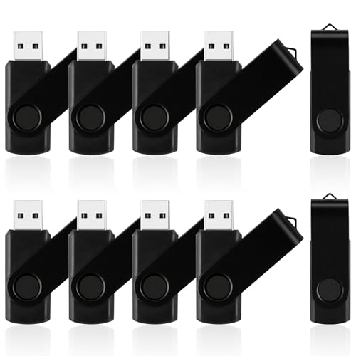 10 Pack 4GB USB Flash Drives Swivel Thumb Drives with LED Indicator USB 2.0 Memory Stick Jump Drive Pendrive for Home Office Data Storage & Backup Computer Flashdrive Zip Drive with 10 Lanyards