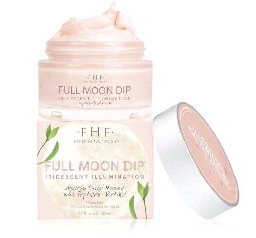 FarmHouse Fresh Full Moon Dip Peptide Moisturizer for Face with Retinol & Collagen, Hydrating Mousse & Firming Cream for Anti-Aging, 1.7 oz.