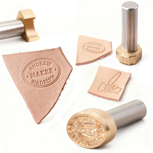 Custom Leather Stamp Personalized Brass Stamp Leather Embossing Gift for Leather Craftsman Dad Husband (Gold)