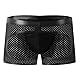 Herren Boxershorts Jock ouvert Leder Optik Trunk Schwarz, Wetlook sexy Unterwäsche, Dessous Reizwäsche für Männer, Clubwear Jockstraps Slips bequemer Tanga Po offen Kunstleder (schwarz matt, XXL)