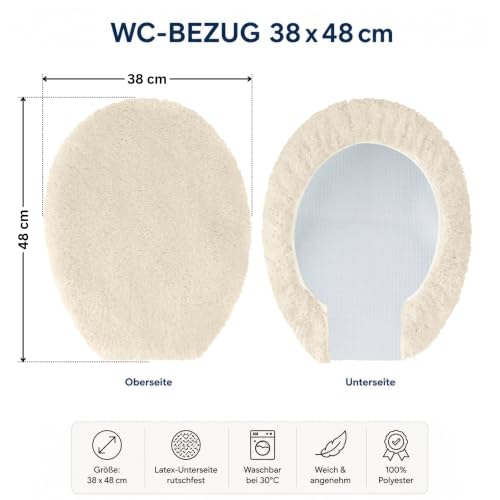 Brandsseller WC Deckelbezug 38x48 cm Ausschnitt aus weichem Mikrofaserstoff Toiletten Sitzbezug für Optimalen Komfort und Stil-Beige