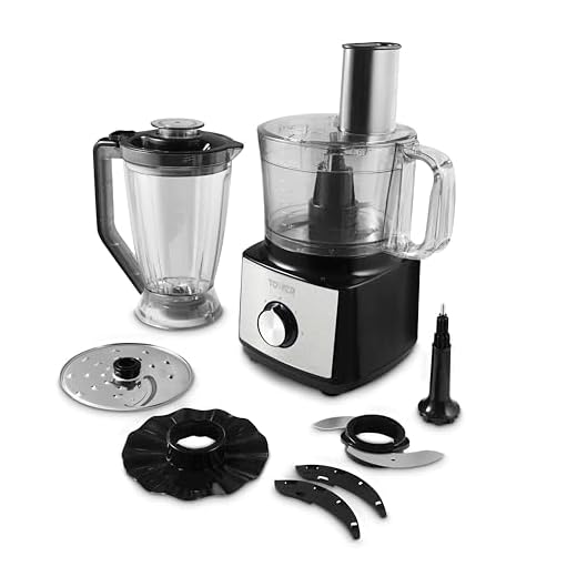 Tower Multi-Function Food Processer & Blender with 2L Mixing Bowl, 1.8L Jug, 2 Speed Settings & Pulse Function, 750W, Black, T18008BLK