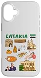 Celebra la belleza de Latakia, Siria con este diseño artístico que muestra su encanto costero, cultura mediterránea y deliciosa cocina local, perfecta para viajeros y amantes del arte.