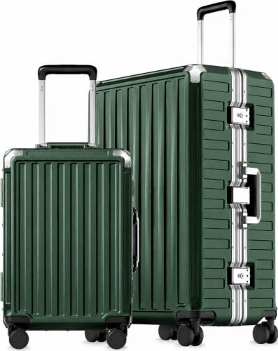 Image of LUGGEX Carry On Luggage 22x14x9 Airline Approved, PC Expandable Hard Shell Suitcases with Spinner Wheels, 20 Inch, Silver