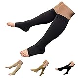 HealthyNees Big Tall Plus Size Wide Calf & Extra Wide 20-30 mmHg Open Toe Medical Compression Leg Swelling Circulation Men Women Socks (Black, Extra Wide Calf 5XL)