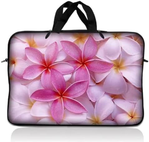 LSS 12.3 inch Laptop Sleeve Bag Carrying Case Pouch with Handle for 11" 11.6" 12" Acer, Asus, Dell, Hp, Sony, Toshiba, Pink Plumeria Flower