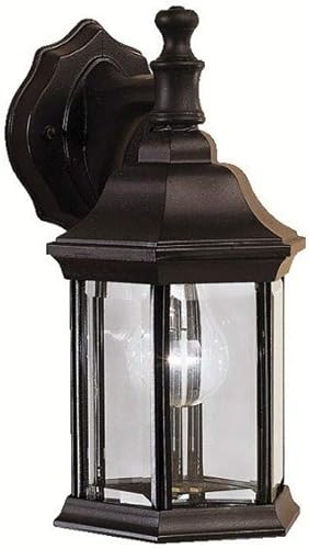 Kichler Chesapeake - Lámpara de pared para exteriores de 11.75 pulgadas con cristal satinado grabado, color negro