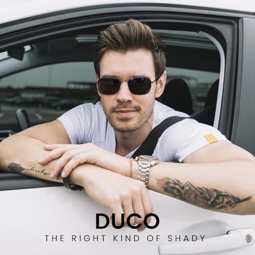 Image of DUCO Square Sunglasses for Men Women Polarized Driving Sun Glasses UV400 Protection Retro Shades DC3038