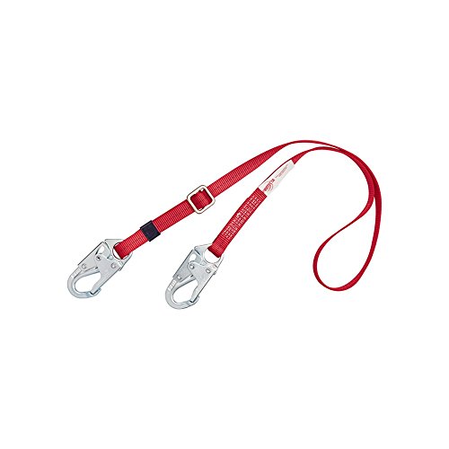 3M Protecta Pro 1385301 Adjustable 1" Web Restraint Lanyard, 6', Red, 2 Snap Hooks, 310 Lb. Capacity #TOP27