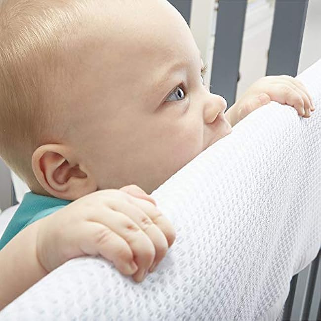 BreathableBaby Breathable Mesh RailGuard Teething Cover ¡ª White ¡ª 51¡± Long Panel (1) ¡ª Fits Most Full-Size and Does Not Fit Mini Cribs ¡ª Use with Coordinating Short Panels for Extra Coverage