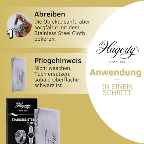 Hagerty Stainless Steel Cloth Edelstahl Putztuch 36 x 30 cm I Imprägniertes Uhrenpoliertuch aus 100% Baumwolle I Edelstahlpflegetuch für Uhren Schmuck und Accessoires aus Edelstahl oder Metall – Bild 3