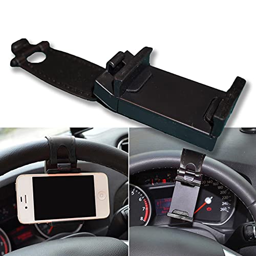 Car Phone Mount,Universal Steering Wheel Car Phone Holder，Phone Holder Mount Compatible with iPhone 12 Pro Max 11 Pro Max SE XR XS 8 Plus and All Phones (Black)
