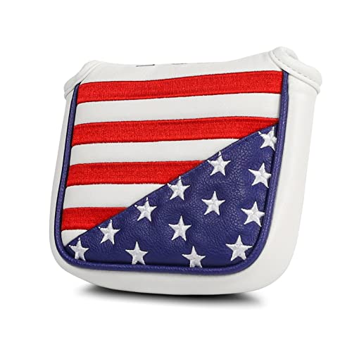 GonaFit USA Flag Magnetic Closure Golf Mallet Putter Head Cover for Taylormade Odyssey Scotty Cameron Ping, Durable and Light-Weighted Mallet Putter Headcover