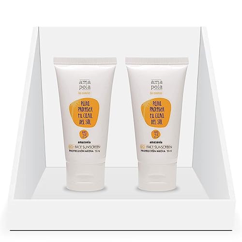 AMAPOLA BIO-COSMETICS - Protector Solar Facial 25 - Crema Solar Ecológica - Filtro Mineral Óxido de Zinc - Hidratante y Biodegradable, 50 ml [Pack de 2]