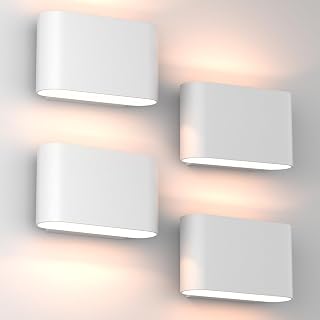 Aipsun Modern LED Wall Sconces Hardwired Interior Wall Lights 4 Packs Indoor Aluminum Up and Down Wall Mount Light for Living Room Bedroom Hallway Corridor Warm White 3000K(with G9 Bulbs)