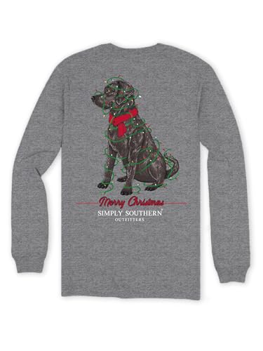 Simply Southern Merry Christmas - Black Lab - Christmas Lights - Youth Long Sleeve