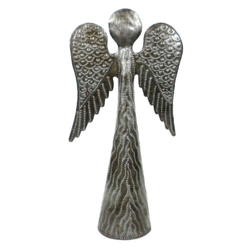 Global Crafts Angel Recycled Handmade Haitian Metal Art Tabletop or Tree Topper, 11