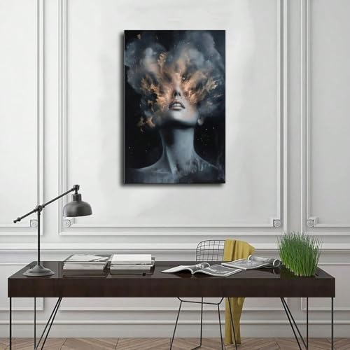 Tableau abstrait moderne pour habiller un grand mur de salon 70x90 cm