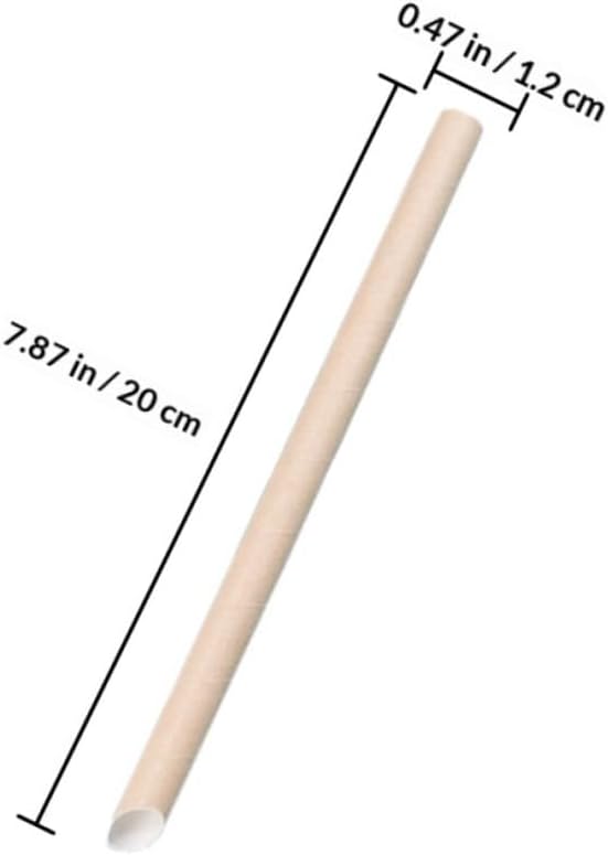 100pcs Disposable Paper Drinking Straws 12×200mm Kraft Paper Slant Cut, Biodegradable Milk Tea Straws for Parties and Beverage Shops