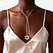 Pregeckit Star of David and Jewish Hebrew Chai Pendant Long Necklace Sweater Chain Hexagram Judaism Stainless Steel Jewelry (gold)