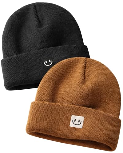 Image of FURTALK Baby Beanie Cute Toddler Winter Hat Knit Boys Girls Warm 2 Pack Kids Embroidered Beanies Cap for 0-8 Years