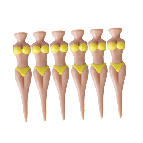 6pcs Novelty Yellow Bikini Lady Girl Golf Tees Divot Tools Joke Stag Party Funny