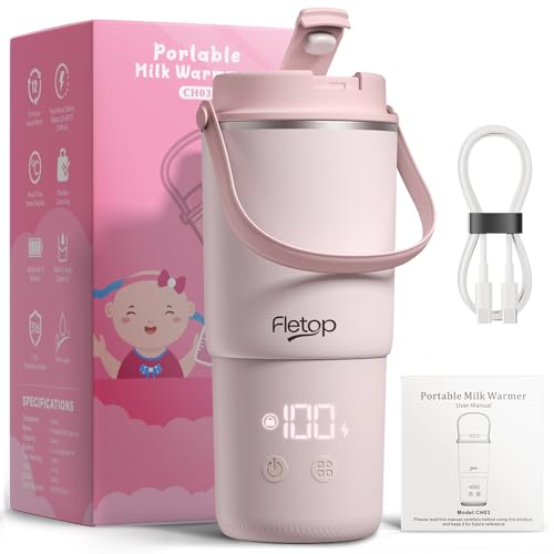 Tragbarer Flaschenwärmer Baby für unterwegs, 120W Schnellaufheizen in 2 Min, Dampfsterilisation, Weite Öffnung – einfache Reinigung, 8 Heizstufen für Muttermilch/Formula/Wasser, 18000mAh Akku