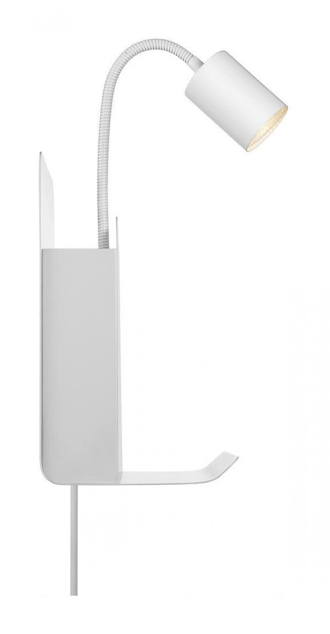 Nordlux Roomi Indoor Wall Light White Metal GU10 Shelf - Bedroom, Bedside, Living Room Plug in or Mains Powered, IP20