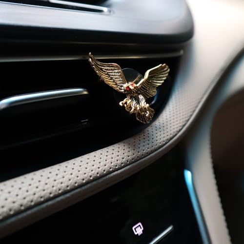 Image of ORIESSE Vintage Eagle Car Air Freshener Vent Clips,2pcs Alloy Golden Hawk Vent Clips Car Accessories,Refillable Car Diffuser with Felt Mads