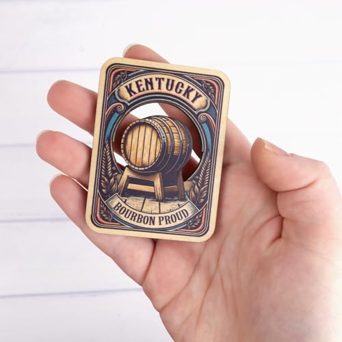 Imán decorativo de madera con diseño de barril bourbon miniatura 4